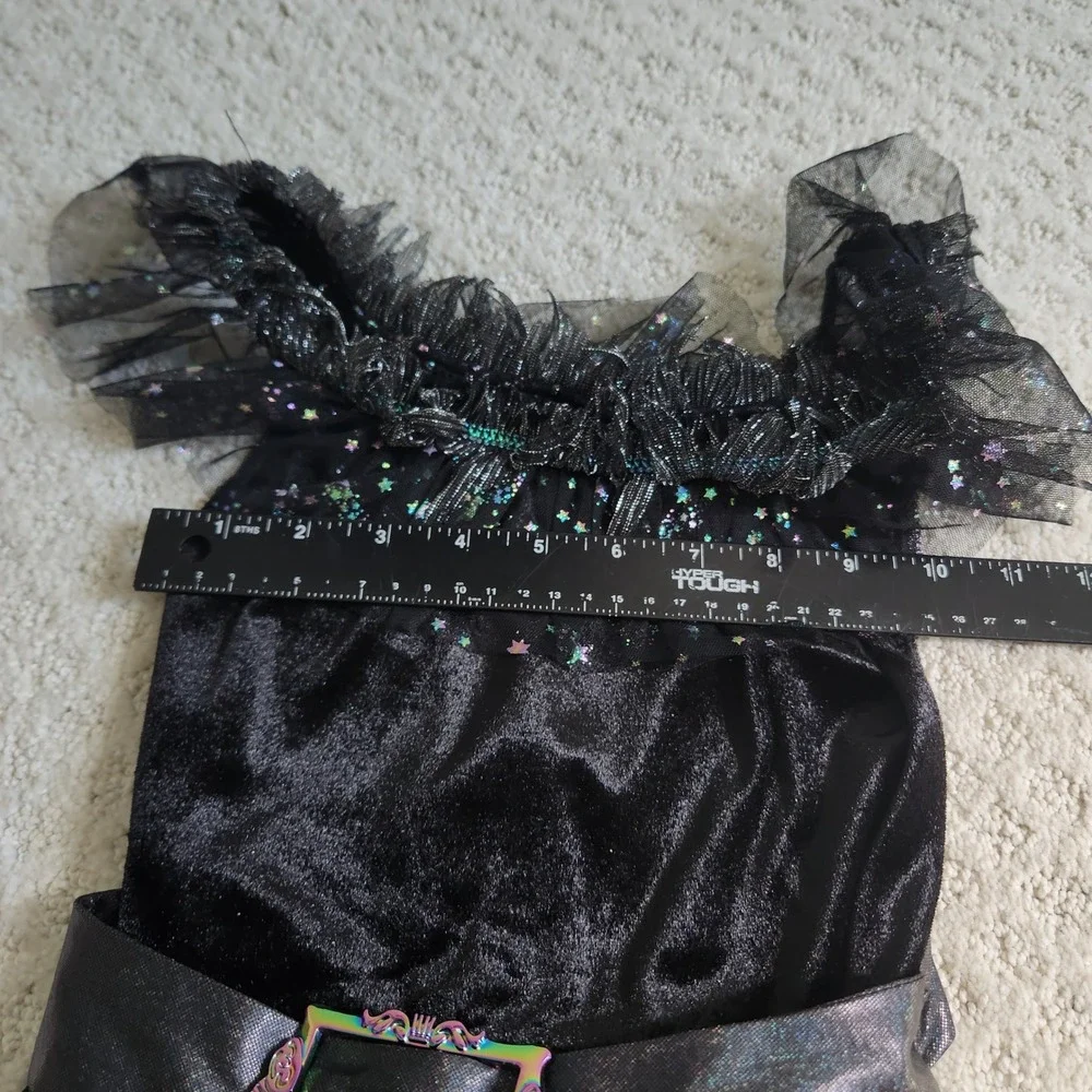 Halloween Kids Small Black‎ Velvet Tulle Celestial Star Witch Costume Dress